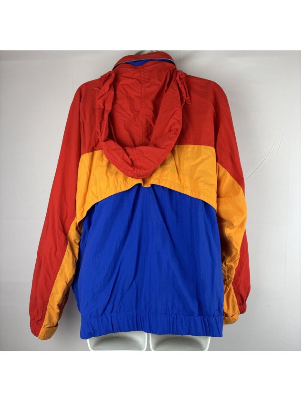 Vtg Liz Sport Windbreaker Jacket Large 80s Packable Hood Bright Color block - Picture 3 of 7
